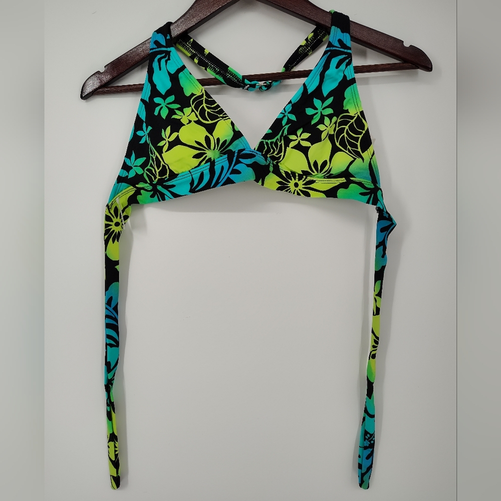 Bright Tropical Floral Women's Bikini Halter Top Size Women's Small